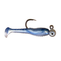 Blue micro paddle tail soft bait rigged