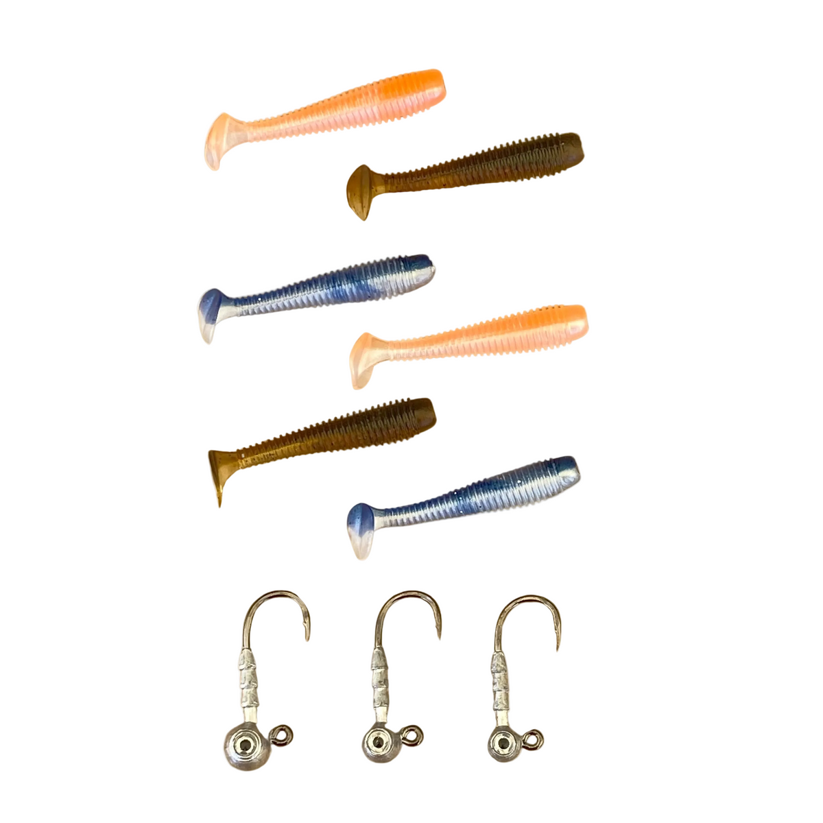 Micro soft baits with paddle tails color options