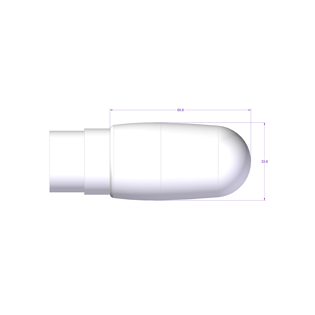 Glowbite Strobe flashing game lure side CAD view