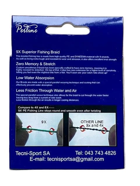 Perline fishing braid back of box 