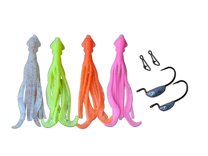 Squidinator soft plastic lures by Glowbite